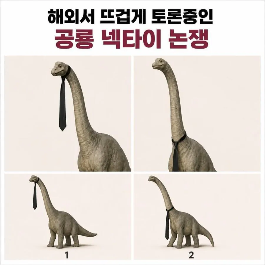 해외에서 의견 갈린다는 공룡 넥타이