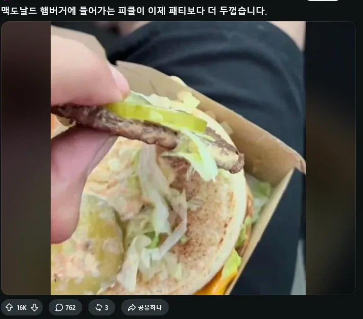 해외 맥도날드 피클 존재감 미쳤네