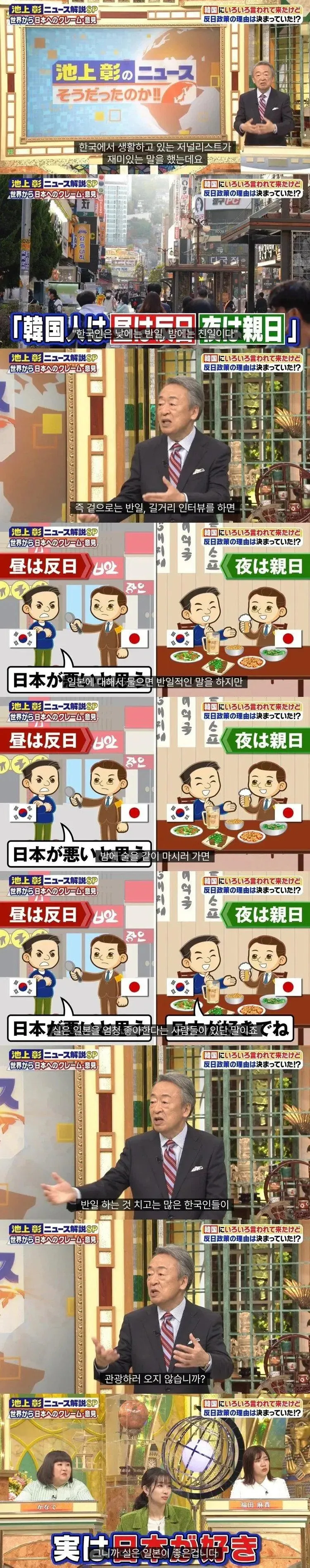 일본 방송 한국인은 낮에는 반일, 밤에는 친일