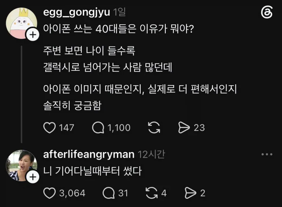 40대가 폼으로 아이폰 쓰는 줄 아냐?
