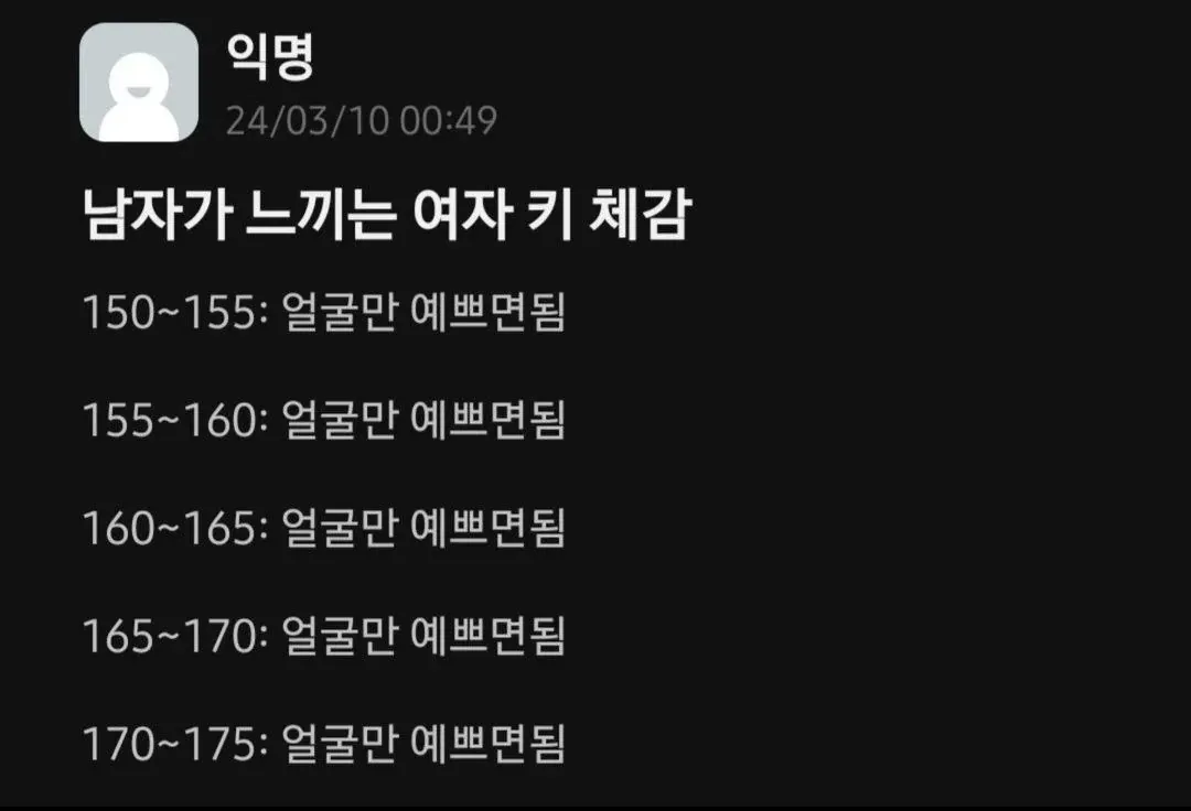 남자가 느끼는 여자 키 체감ㅋㅋㅋ