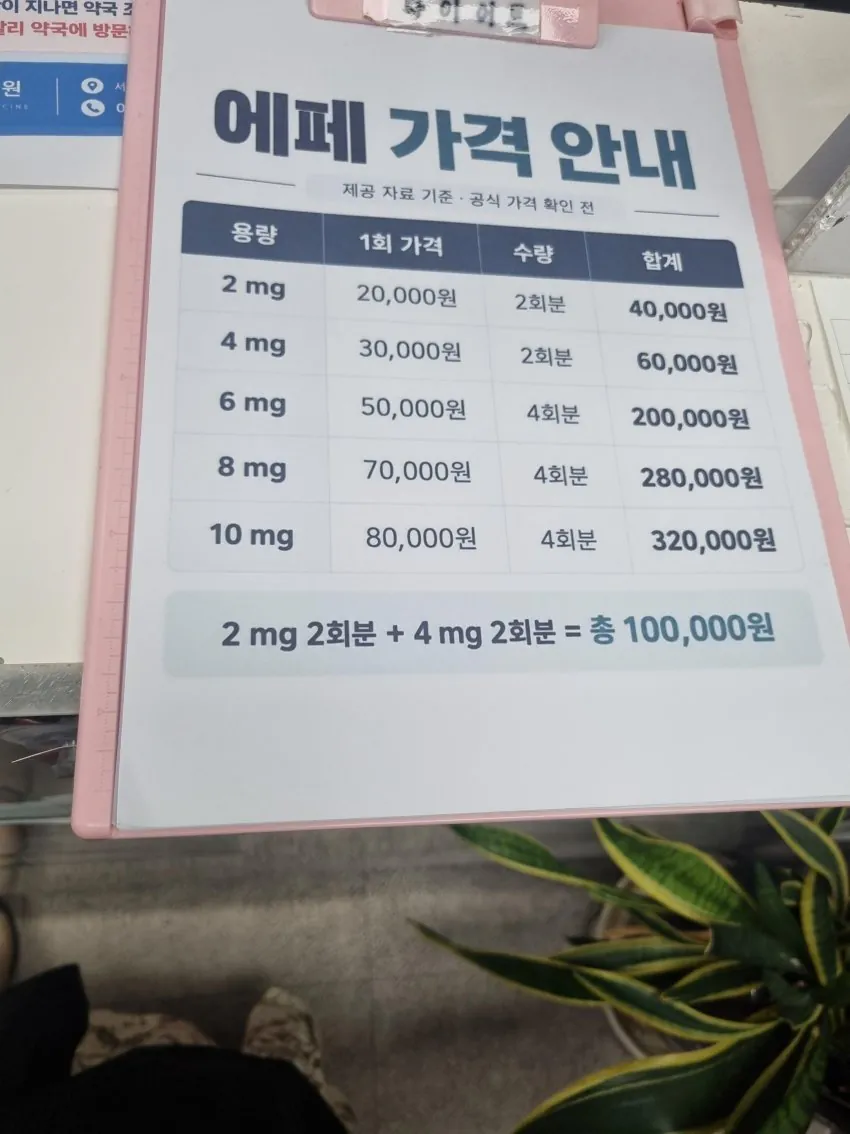 K마운자로 에페글레나타이드 유출된 유통 가격표 짤ㄷㄷ