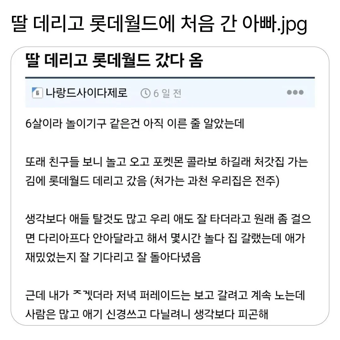 롯데월드 다녀온 아빠