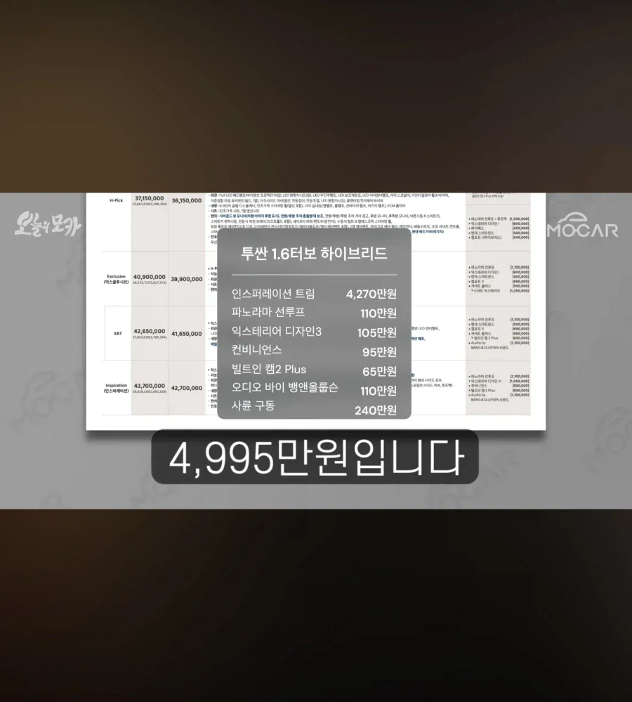 현대자동차 신형 투싼 가격