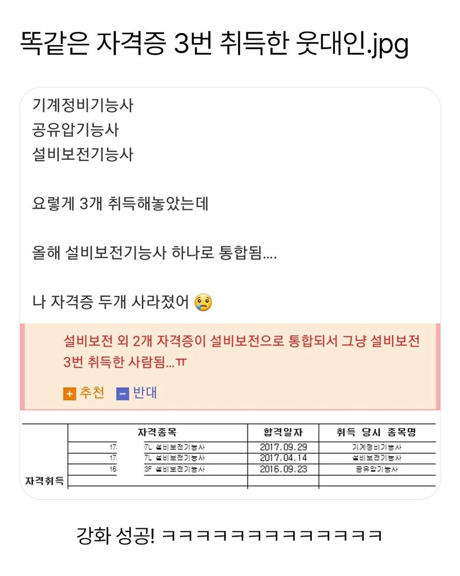 자격증 3강 성공한 웃대인